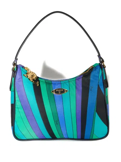 Pucci Yummy Striped Shoulder Bag In Blue