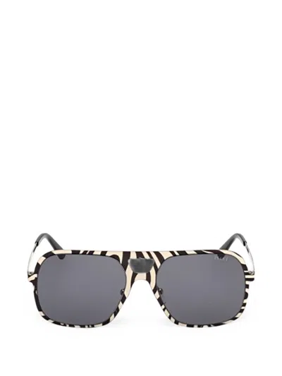 Pucci Zebra-print Pilot Sunglasses In Neutrals