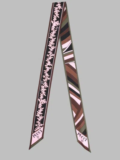 Pucci -inspired Silk Scarf For Women In Brown