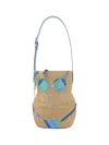 Pucci Nella Straw Bucket Bag In Neutrals/blue