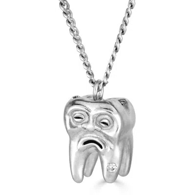 Puckr Women's Diamond Tooth Necklace - White In Gray