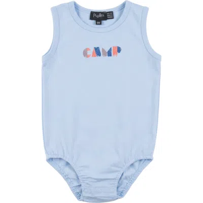 Puddles Babies'  Boy Multi Color Stripe Camp Graphic Sleeveless Romper In Blue