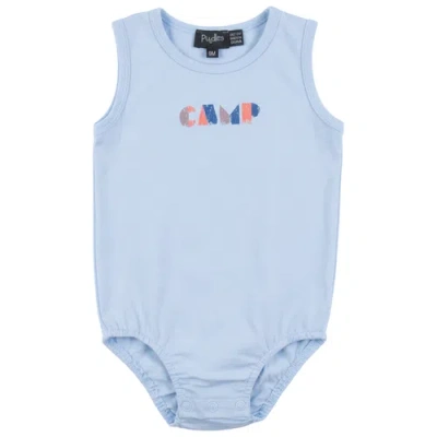 Puddles Babies'  Boy Multi Color Stripe Camp Graphic Sleeveless Romper In Blue