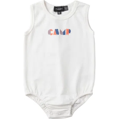 Puddles Babies'  Boy Multi Color Stripe Camp Graphic Sleeveless Romper In White