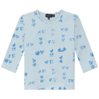 Puddles Kids'  Faded Art Long Sleeve Crew Neck Top In Blue