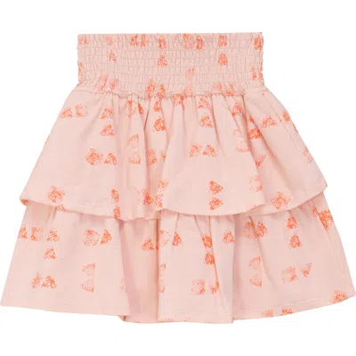 Puddles Kids'  Faded Art Smocked Waist Layered Skirt In Pattern