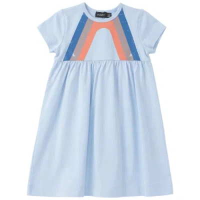 Puddles Kids'  Multi Stripe Elastic Waist Dress In Blue