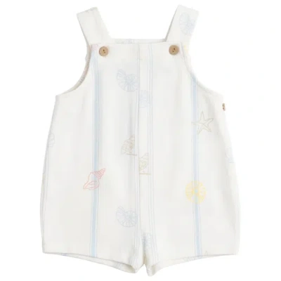 Puddles Babies'  Seashell Artwork Adjustable Strap Overall Romper In White