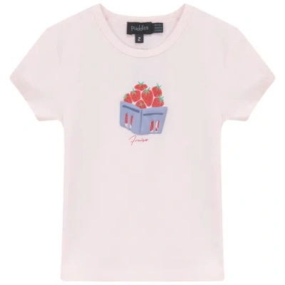 Puddles Kids'  Strawberry Puff Graphic Cotton Spandex T Shirt In Pink