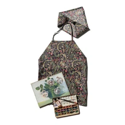 Puebco Hand Printed Kids Apron With Kerchief In Paisley