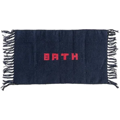 Puebco Handloomed Recycle Yarn Bath Mat In Navy Blue
