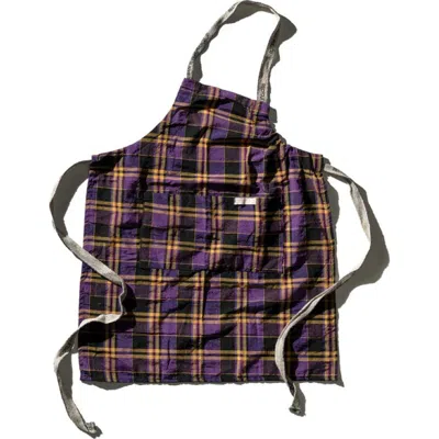 Puebco Recycle Cotton Check Apron In Purple