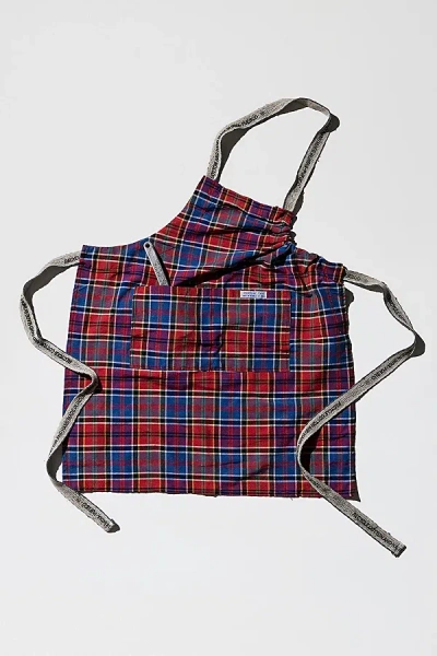 Puebco Recycled Check Apron In Red At Urban Outfitters In Blue