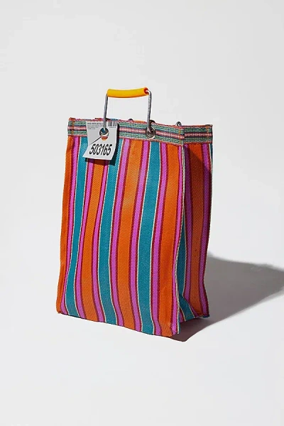 Puebco Tall Recycled Plastic Stripe Bag In Orange