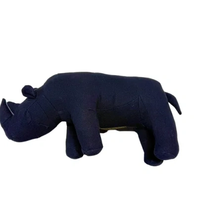 Puebco Vintage Fabric Stuffed Rhinoceros In Blue