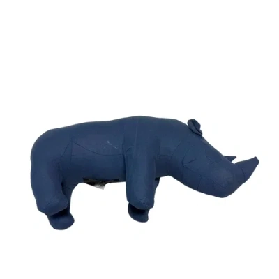 Puebco Vintage Fabric Stuffed Rhinoceros In Blue