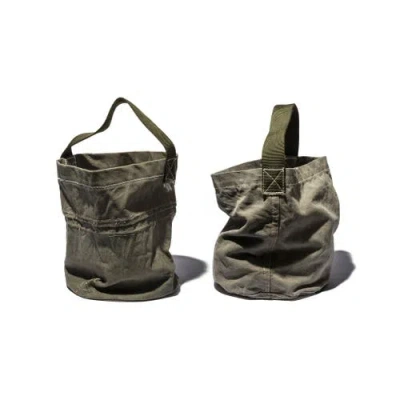 Puebco Vintage Tent Fabric Round Bag In Olive