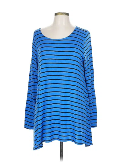 Pre-owned Puella 3/4 Sleeve Top Blue Scoop Neck Tops