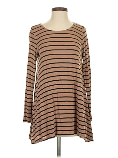 Pre-owned Puella Long Sleeve Top Brown Boatneck Tops