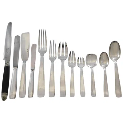 Pre-owned Puiforcat Art Deco  French 950 Sterling Silver Flatware Set Dinner Service 125 Pc