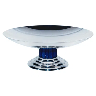 Pre-owned Puiforcat Art Deco Silver-plated Tazza With Faceted Faux-lapis Stem, France
