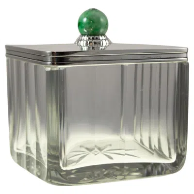 Pre-owned Puiforcat , Art Deco, Sterling Silver Crystal Jadeite Box, Paris, Circa 1925