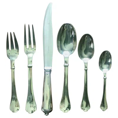 Pre-owned Puiforcat "cardinal" Six 6 Piece Place Settings Silver-plate (36 Pieces Total)