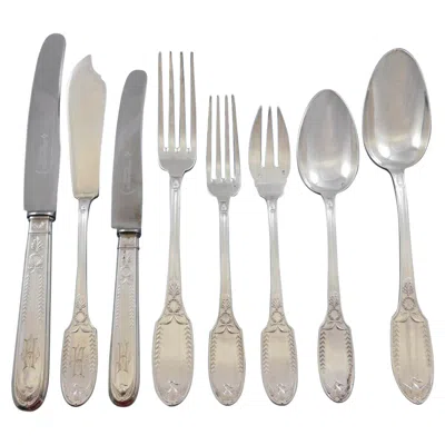 Pre-owned Puiforcat Empire By  France 800 Silver Flatware Set Swan 99 Pcs Dinner