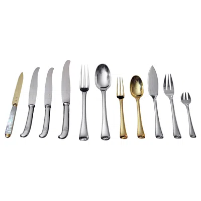 Pre-owned Puiforcat (hermes) - 140pc. French Sterling & Vermeil Flatware Set, Mazarin In Gold