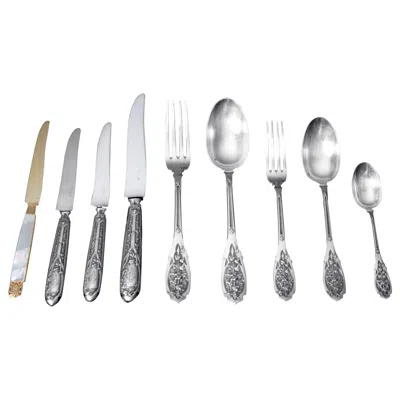 Pre-owned Puiforcat (hermes) - 170pc. Antique French Art Nouveau 950 Sterling Flatware Set In Gold
