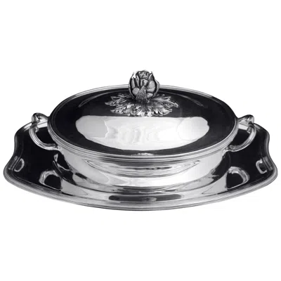 Pre-owned Puiforcat (hermes) - 3pc. Louis Xvi French 950 Sterling Silver Covered Server In Black