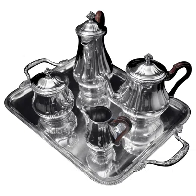 Pre-owned Puiforcat (hermes): 4pc. Antique French Louis Xvi Sterling Silver Tea Set + Tray