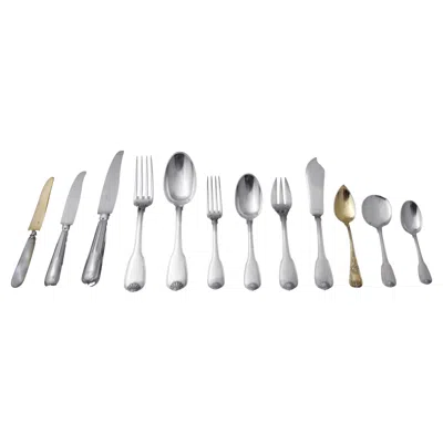 Pre-owned Puiforcat (hermes) & Cardeilhac (christofle): 182-piece Sterling Flatware Set In Gold