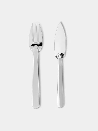 Puiforcat Normandie Silver-plated Fish Fork And Knife  Abask Luxury Gift In Metallic