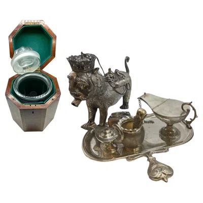 Pre-owned Puiforcat Sterling Silver Holly Smoke Collection Set From 19th Century In Black