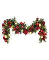 Puleo 10" Pre-lit Artificial Adorned Battery-operated Garland In Multi