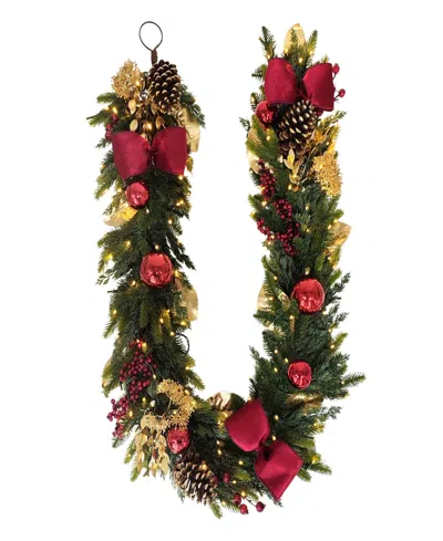 Puleo 10" Pre-lit Battery-operated Adorned Garland In Multi