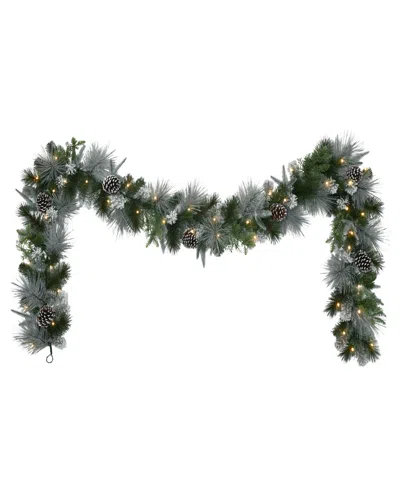 Puleo 10" Pre-lit Battery-operated Flocked Garland In Green