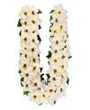 Puleo 12" Pre-lit Artificial Poinsettia Garland In White