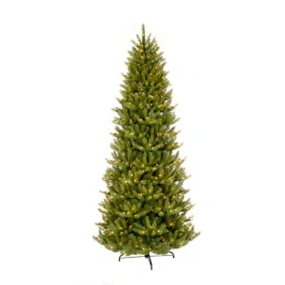 Puleo International 12 Ft. Pre-lit Slim Franklin Fir Artificial Christmas Tree 1200 Ul Listed Clear Lights In Green