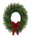 Puleo 22" Artificial Cypress Christmas Wreath With Bow In Green