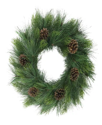Puleo 24" Artificial Adorned Wreath With Pinecones In Green