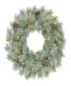 Puleo 24" Pre-lit Artificial Flocked Wreath In Green
