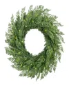 Puleo 24" Pre-lit Artificial Flocked Wreath In Green