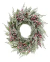 Puleo 24" Pre-lit Artificial Flocked Wreath In Green