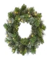 Puleo 24" Pre-lit Artificial Oklahoma Pine Wreath With Led Lights In Green