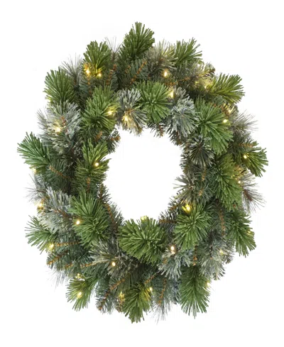 Puleo 24" Pre-lit Artificial Oklahoma Pine Wreath With Led Lights In Green