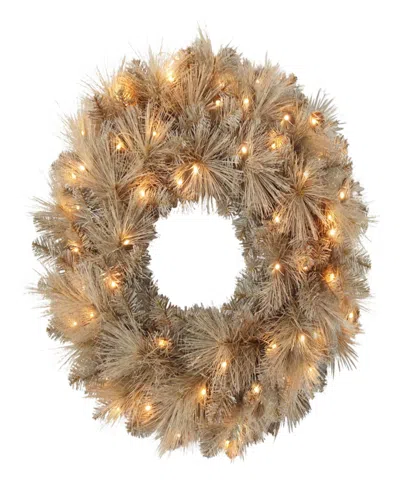Puleo 24" Pre-lit Battery-operated Wreath In Gold