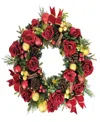 Puleo 26" Pre-lit Artificial Adorned Christmas Wreath In Red