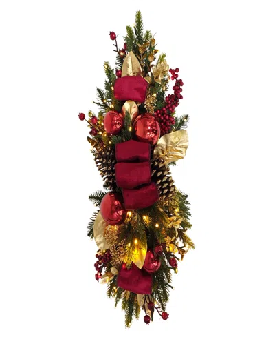 Puleo 28" Pre-lit Adorned Banister Swag In Multi